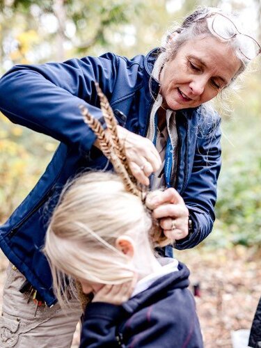 Forest school headdress making